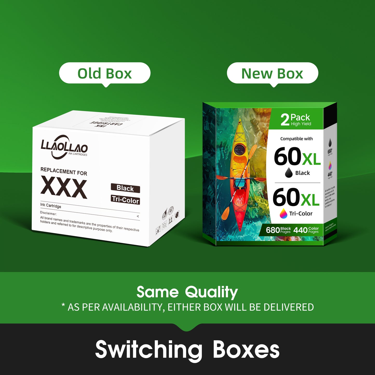 60XL Ink Cartridges Compatible for HP 60 Ink cartridge Combo Pack with HP Ink 60 Envy 100 110 120 Deskjet D2530 D2545 F2430 F4440(1 Black, 1 Tri-Color)