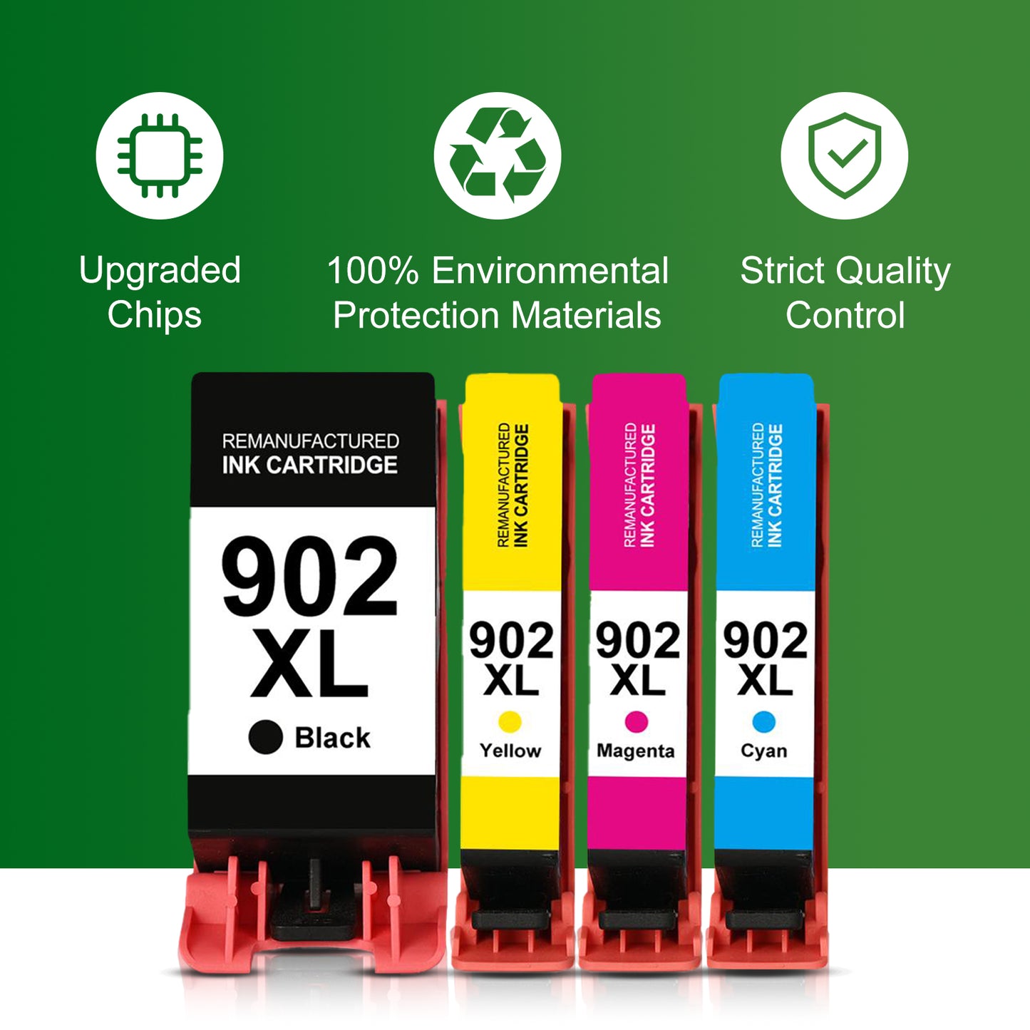 902 XL Ink Cartridges Replacement for HP 902XL Ink Cartridges Combo Pack to use with OfficeJet Pro 6978 6960 6968 6958 6950 6970 6962 Printers (4 Pack, Black, Cyan, Magenta, Yellow)