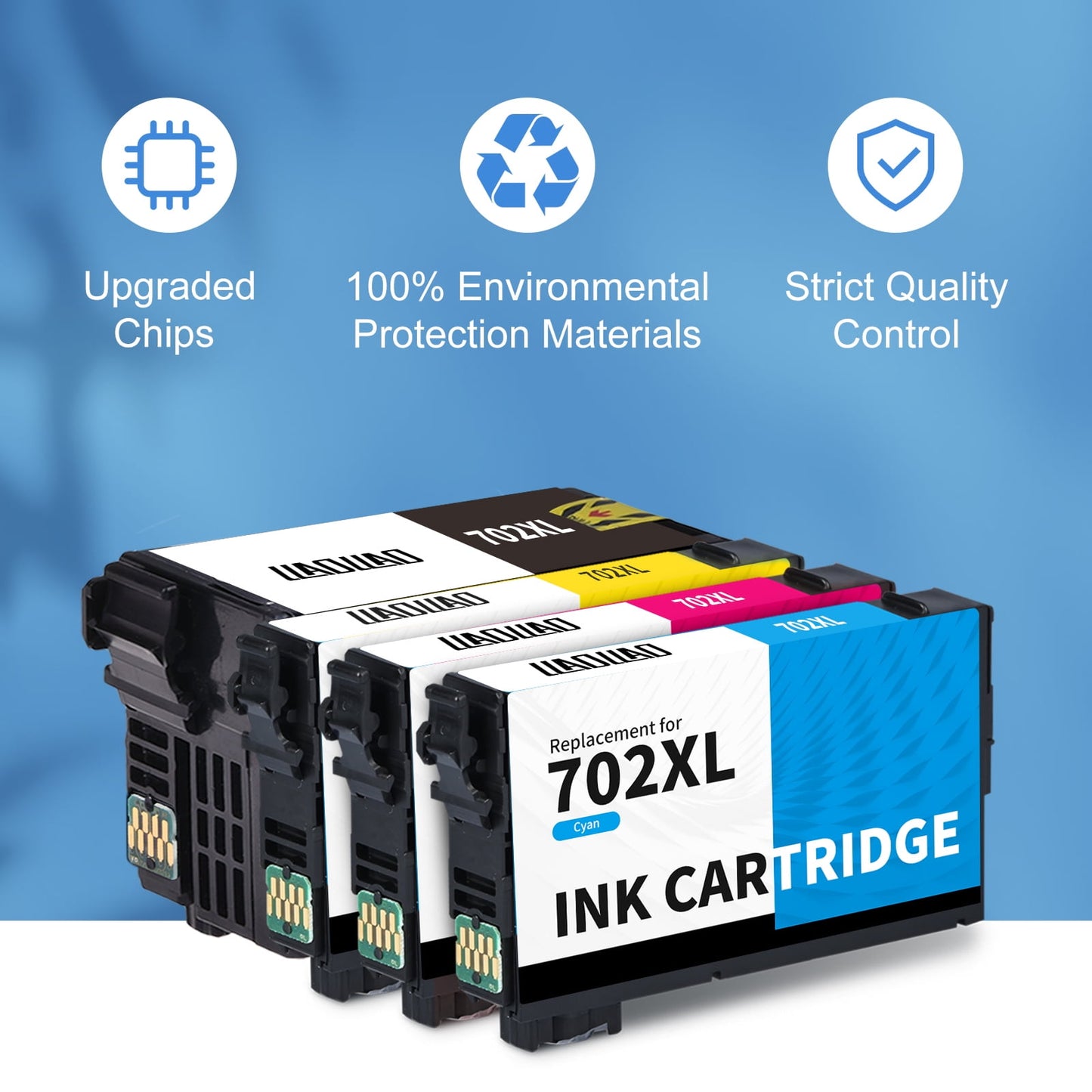 702XL Ink Cartridge for Epson Ink 702 T702 XL for Workforce Pro WF-3720 WF-3730 WF-3733 Printer (4 Pack)