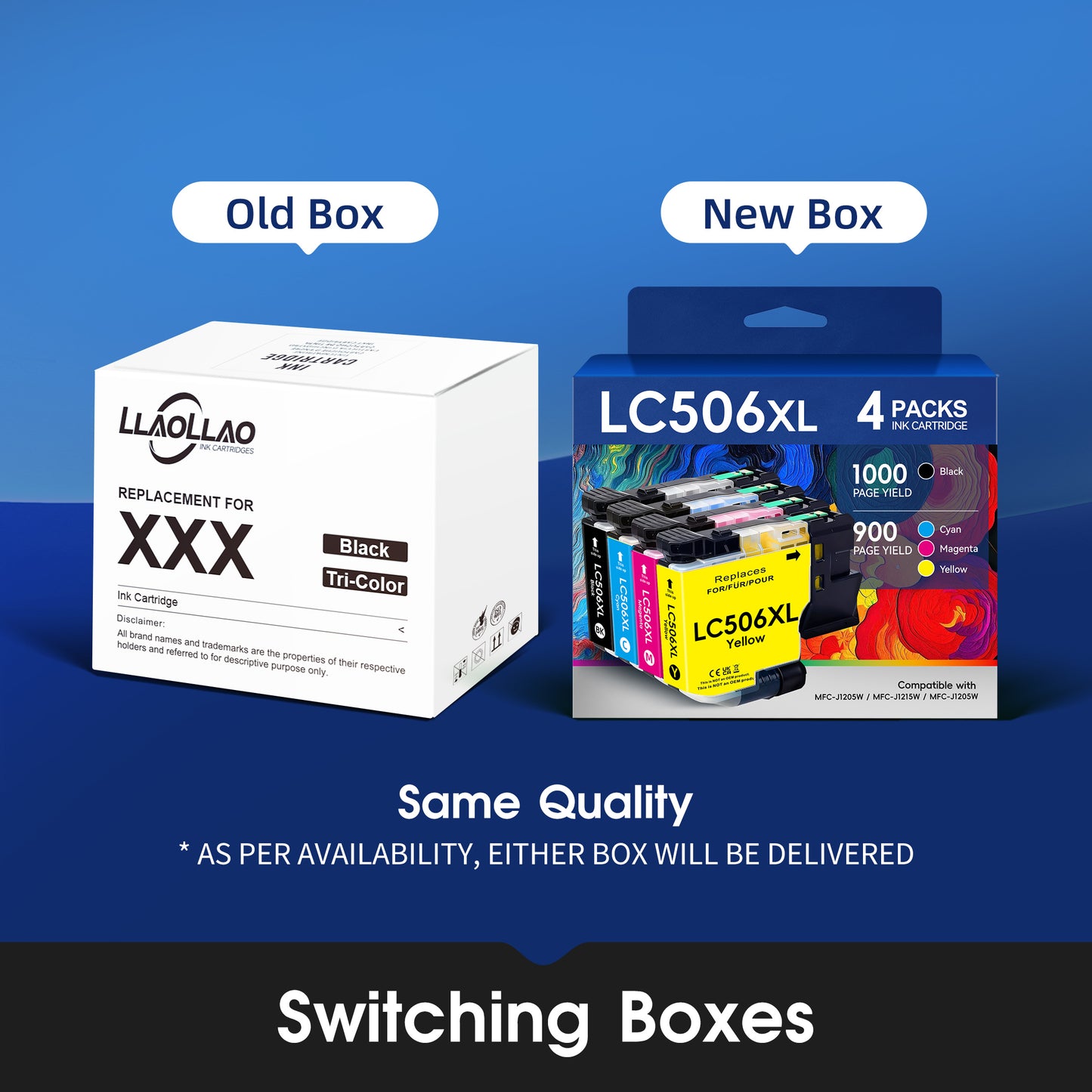 LC506XL High Yield Ink Cartridges Compatible for Brother LC506 LC506XL for INKvestment MFC-J4355DW, MFC-J4555DW, MFC-J4557DW Printers (4 Pack)
