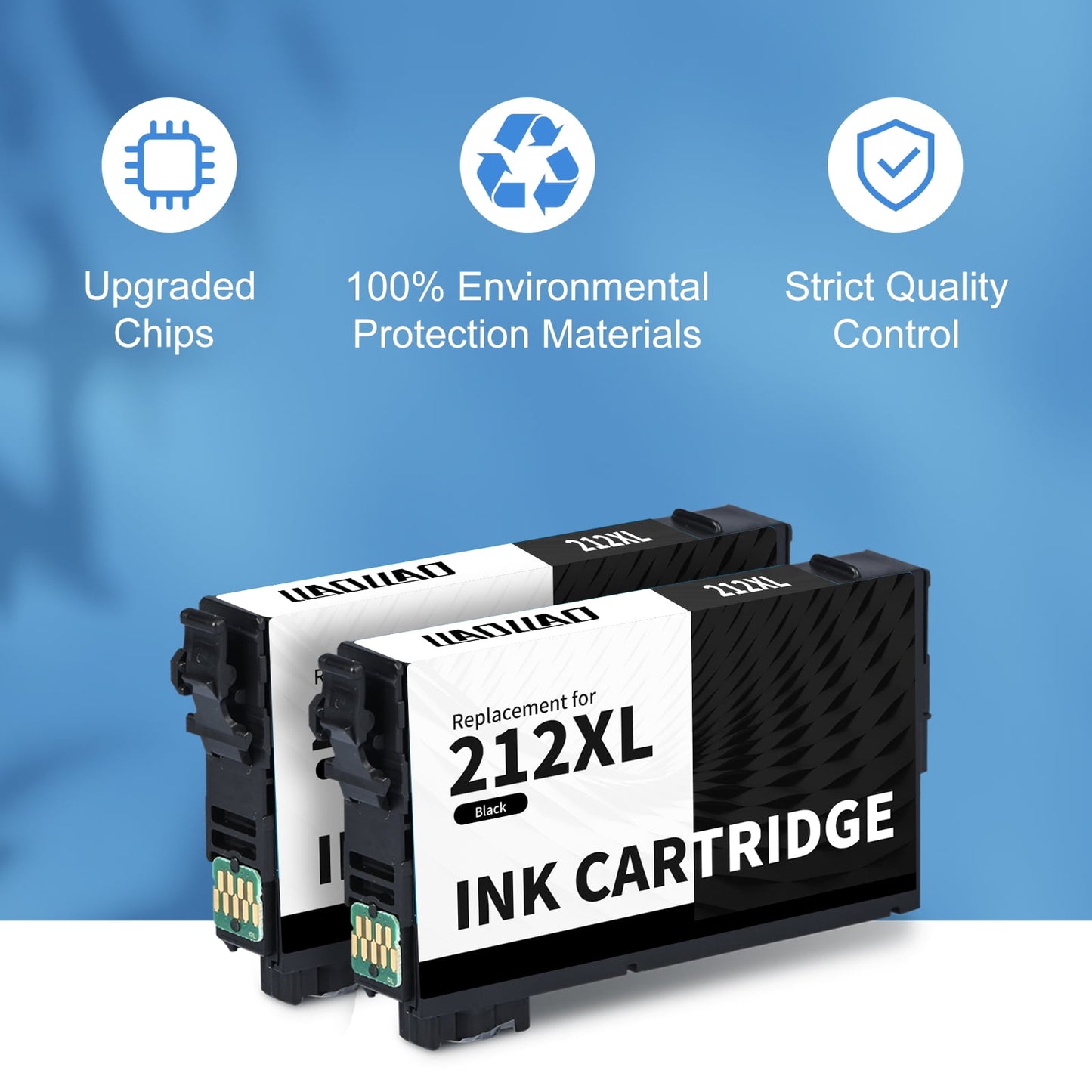 212XL Black Ink Cartridge for Epson 212 T212XL Ink for Epson Expression Home XP-4100 XP-4105 WorkForce WF-2850 WF-2830 (2 Pack)