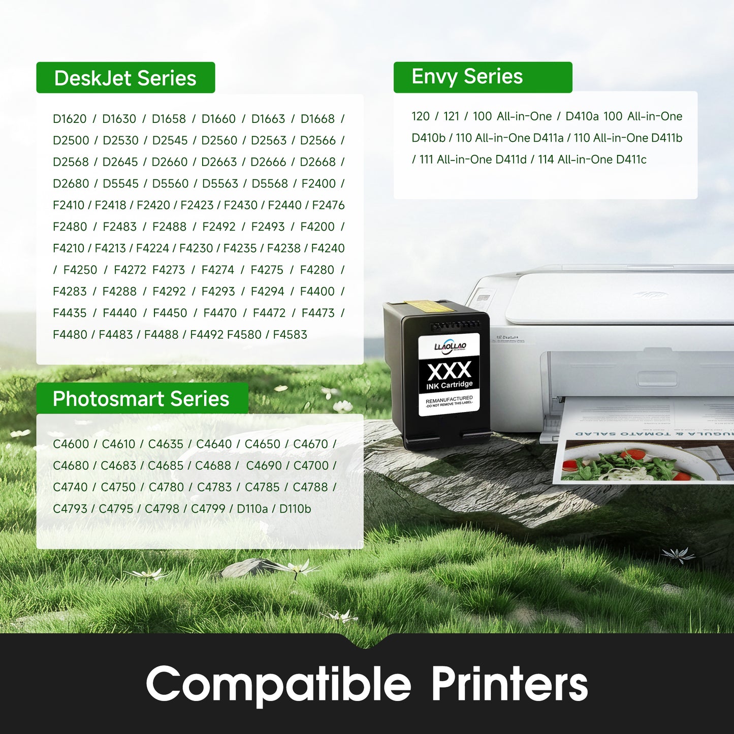 60XL Ink Cartridges Compatible for HP 60 Ink cartridge Combo Pack with HP Ink 60 Envy 100 110 120 Deskjet D2530 D2545 F2430 F4440(1 Black, 1 Tri-Color)