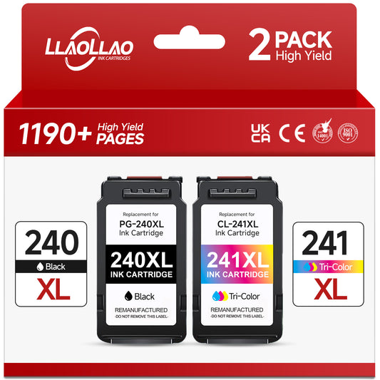 PG-240 XL/CL-241 XL Ink Cartridges Compatible for Canon 240XL 241XL Combo Pack for Canon PIXMA MG3620 MG3600 TS5120 MX472 Printer (1 Black,1 Color)
