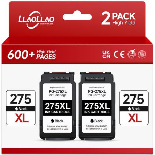 PG 275 Black Ink Cartridge for Canon 275 Ink for 275XL 275 Ink for Canon PIXMA TS3520 TS3522 TS3500 TR4720 TR4700 Printer (2 Black)