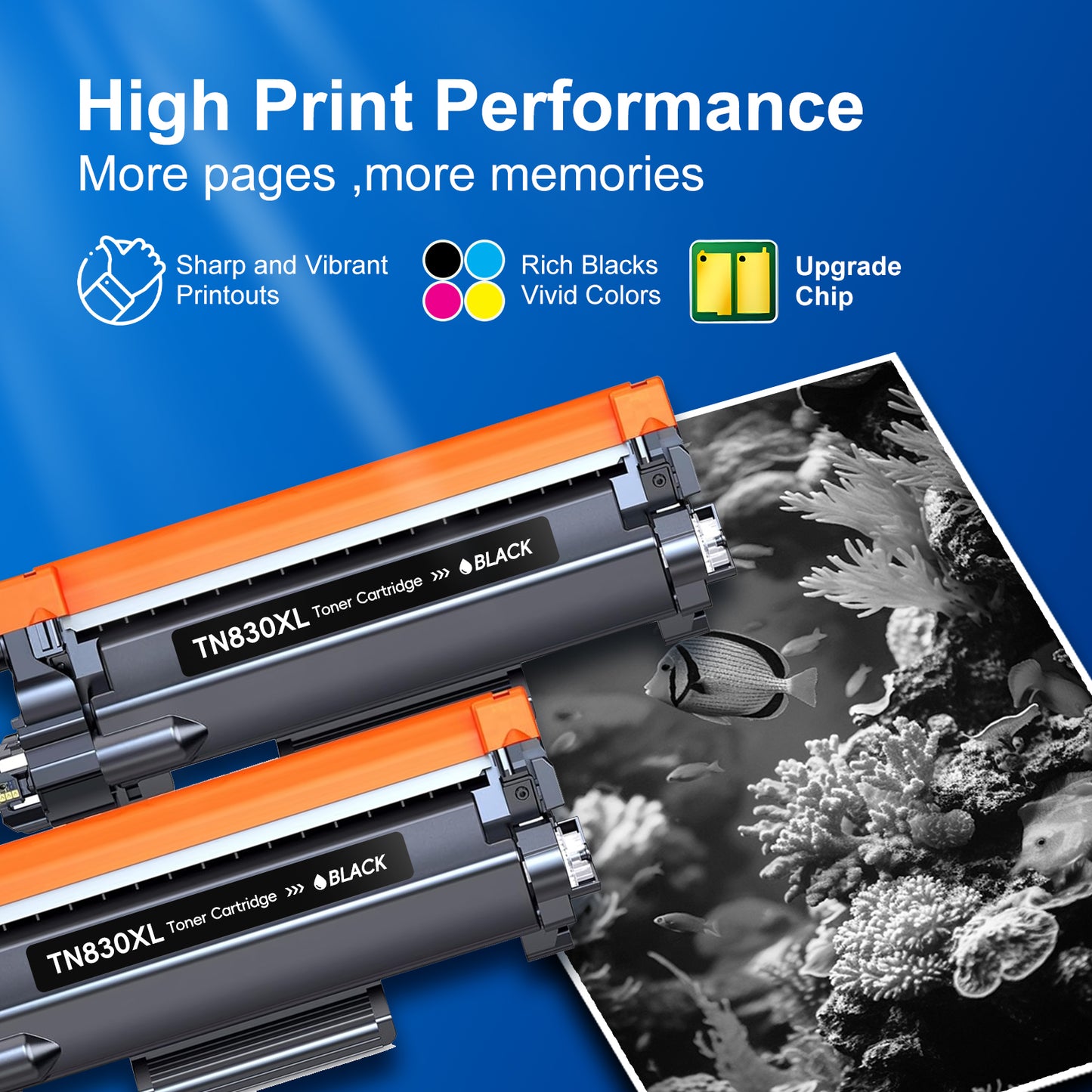 TN830XL Toner Cartridges Compatible for Brother TN830 Toner for Brother Toner TN830XL TN830 - Print up to 3,000 Pages (2-Black)