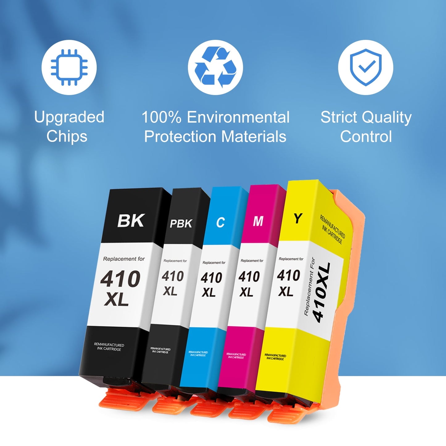 410XL Ink Cartridge for Epson 410 410 XL Ink for Epson Expression XP-830 XP-640 XP-7100 XP-630 XP-530 XP-635 Printer (5 Pack)