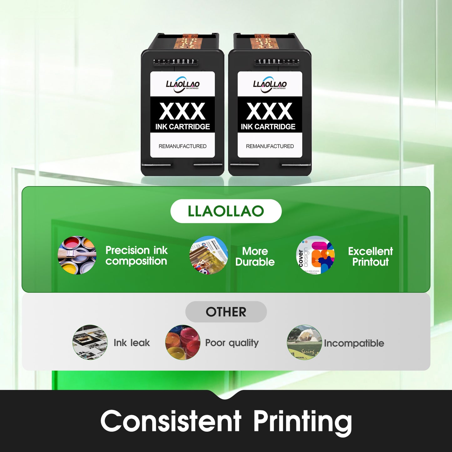 60XL Ink Cartridges Compatible for HP 60 Ink cartridge Combo Pack with HP Ink 60 Envy 100 110 120 Deskjet D2530 D2545 F2430 F4440(1 Black, 1 Tri-Color)