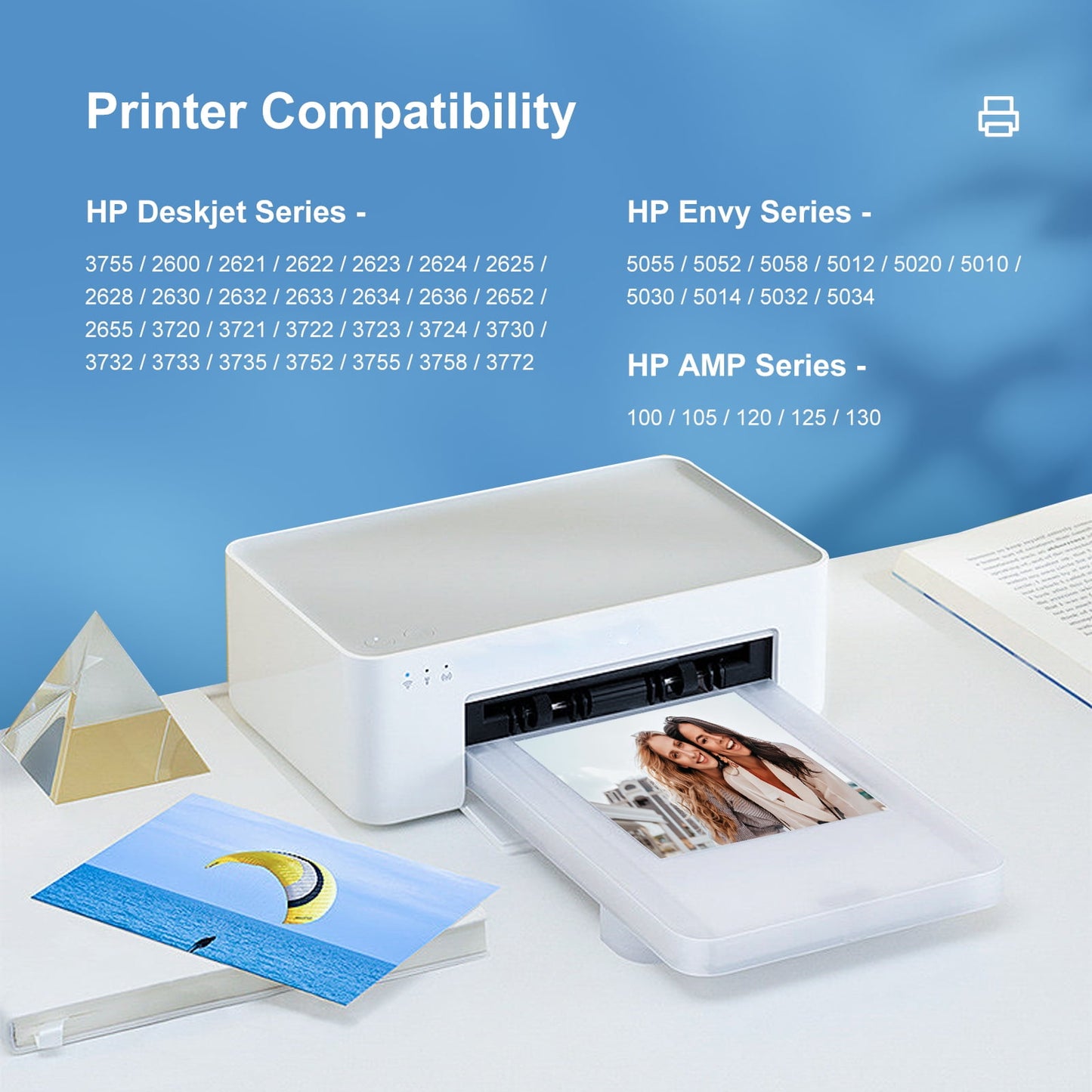 65 Black Ink Cartridge Compatible for HP ink 65 XL 65XL for DeskJet 3752 3772 3755 Envy 5055 5010 5020 Printer (2 Black)