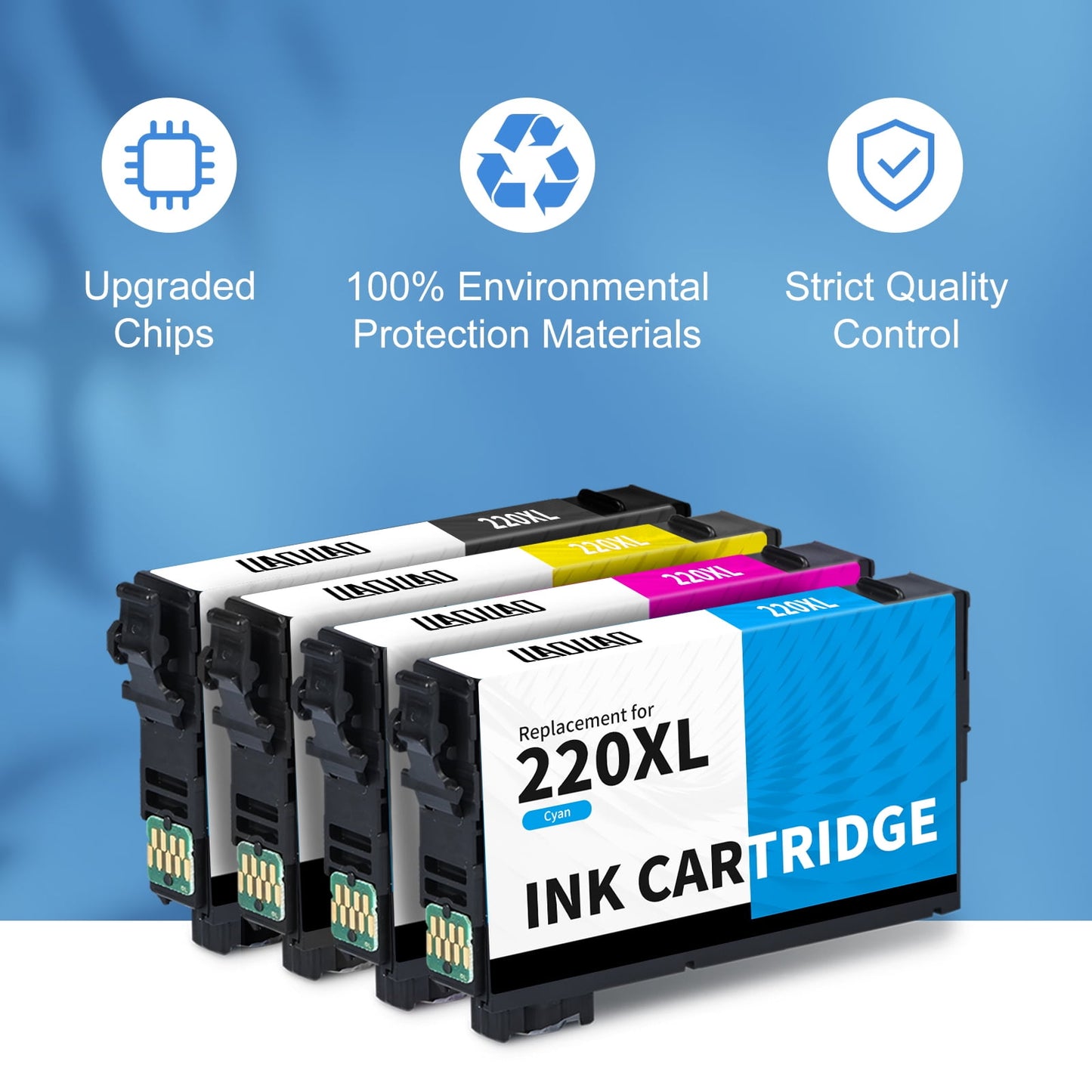 220XL Ink Cartridge for Epson 220 Ink for Epson WF-2760 WF-2750 WF-2650 WF-2630 XP-420 XP-320 XP-424 WF-2660 (4 Pack)