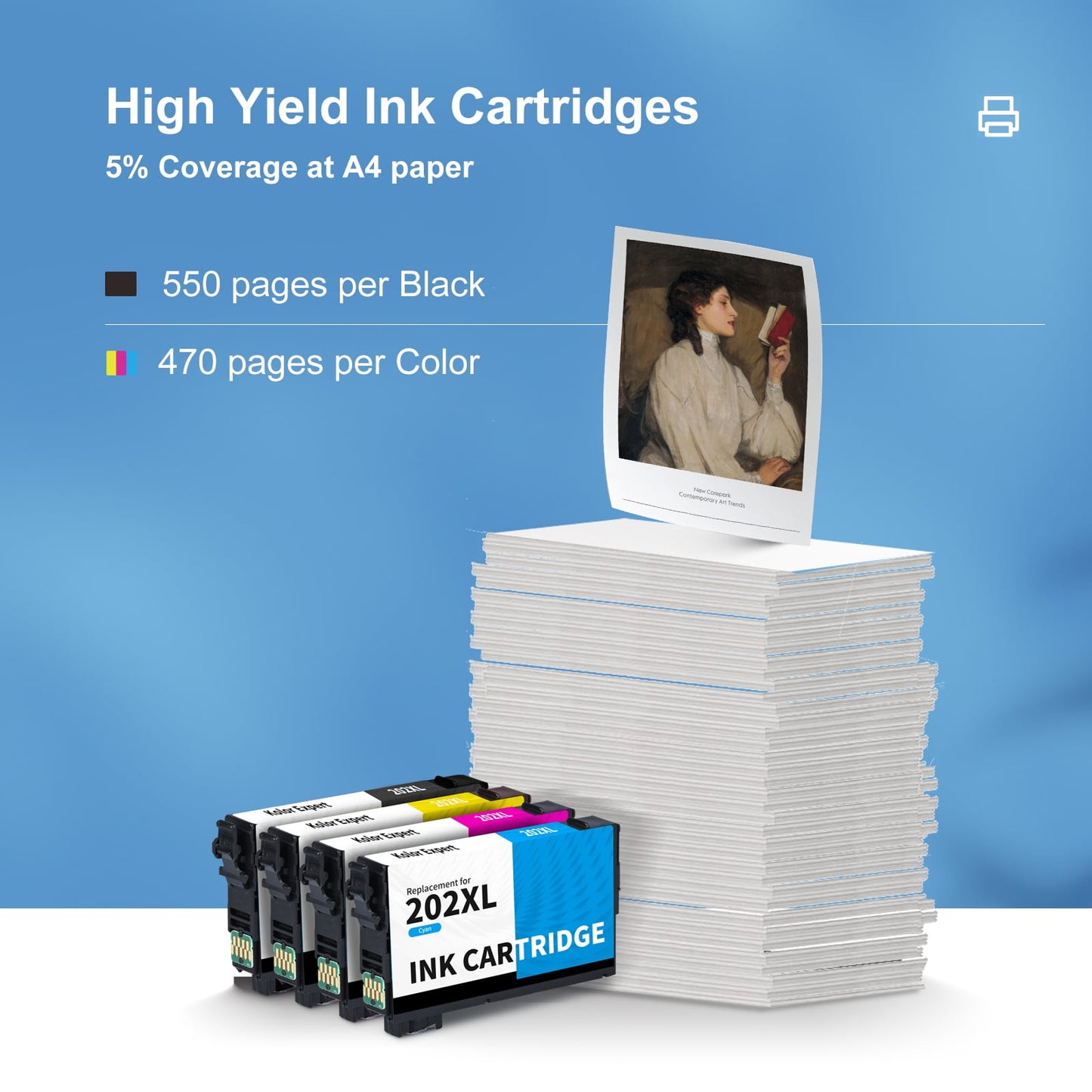 220XL Ink Cartridge for Epson 220 Ink for Epson WF-2760 WF-2750 WF-2650 WF-2630 XP-420 XP-320 XP-424 WF-2660 (4 Pack)
