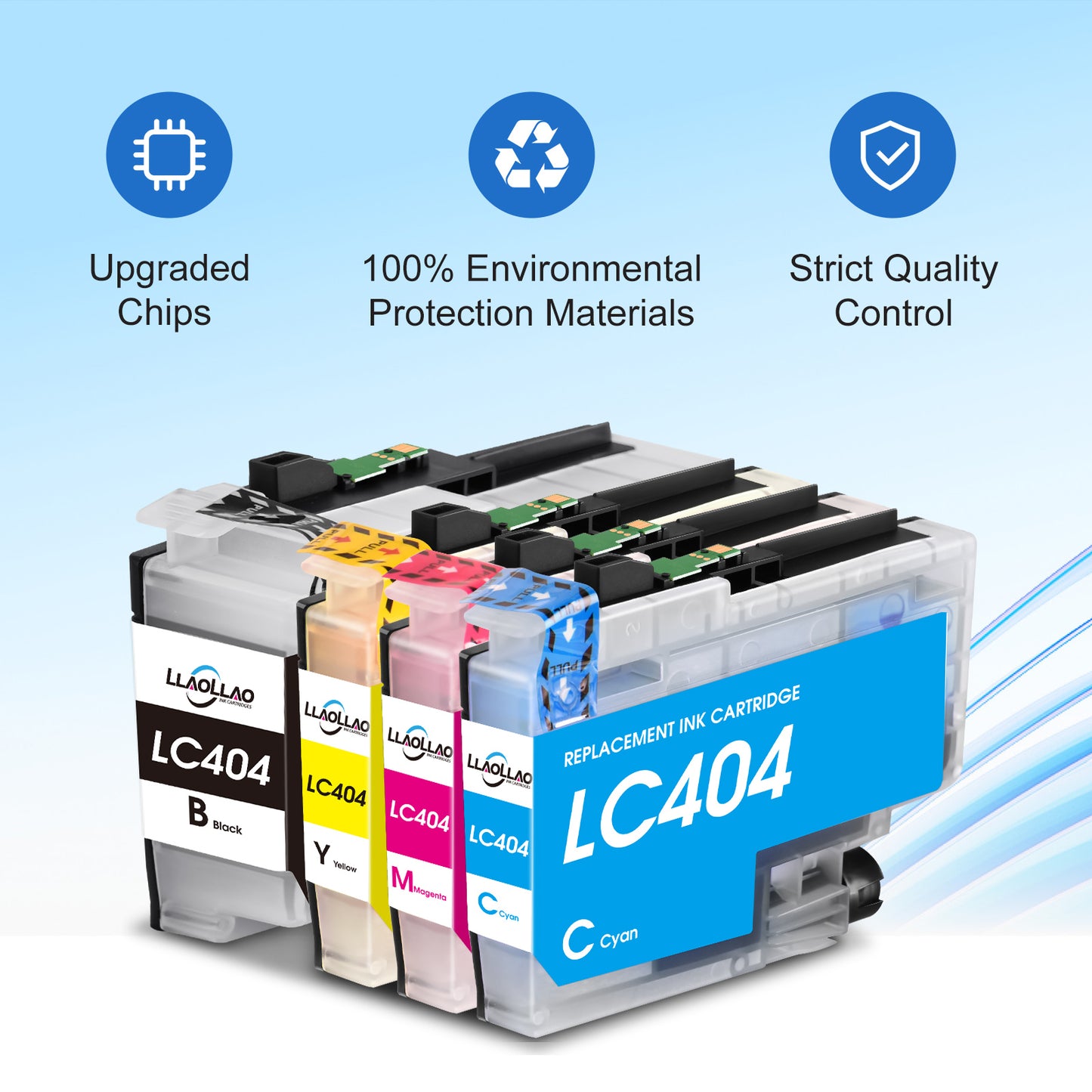 LC404 Ink Cartridge Compatible for Brother LC404 ink for High Yield Brother MFC-J1205W MFC-J1215W MFC-J1205W Printer (Black Cyan Magenta Yellow, 4 Pack)
