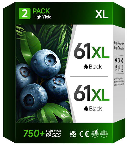 61 Black Ink Cartridge Compatible for HP 61 Ink Cartridge HP Ink 61XL for HP Envy 4500 5530 Printers (2 Black)