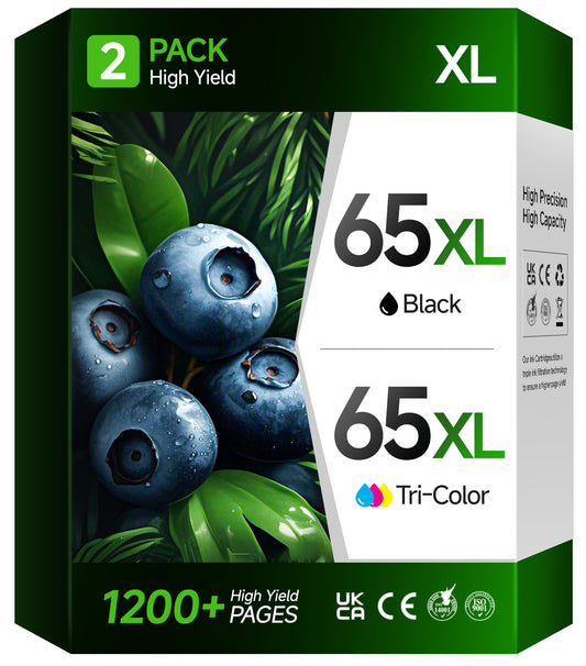 65XL Ink Cartridge for HP 65 Ink Cartridge for HP DeskJet 3772 3752 3755 Envy 5055 5010 5000 Printer (Black, Tri-Color)