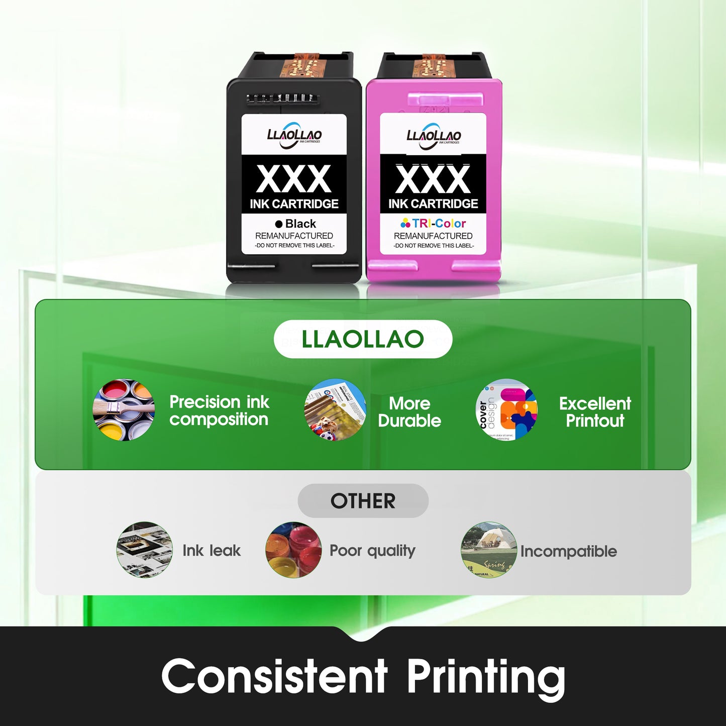 68 Ink Cartridges Compatible for HP 68 68XL Ink Cartridges for HP Envy 6152e 6155e 6552e 6555e 6558e Printers (2 Pack)