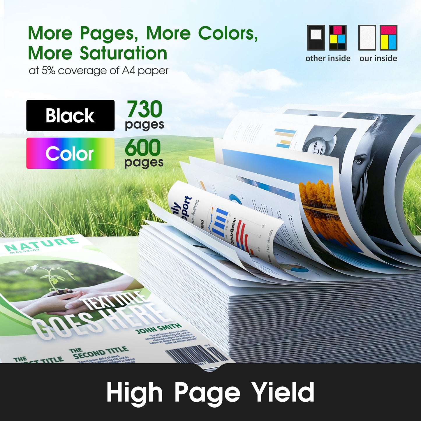 68 Ink Cartridges Compatible for HP 68 68XL Ink Cartridges for HP Envy 6152e 6155e 6552e 6555e 6558e Printers (2 Pack)