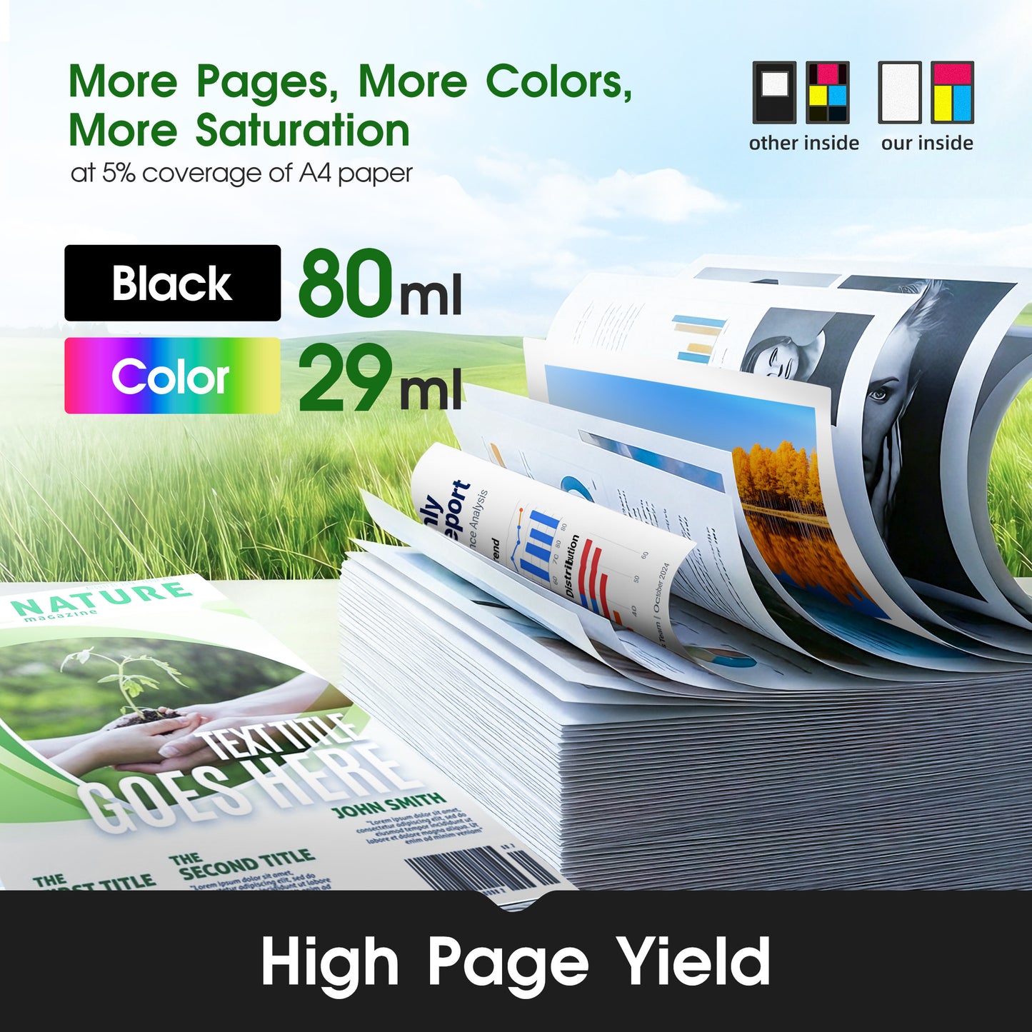 712 Ink Compatible for HP 712 Ink Cartridge Compatible for HP Ink 712 712XL for T650/T630 (4PK, 80ml Black+29ml CMY)