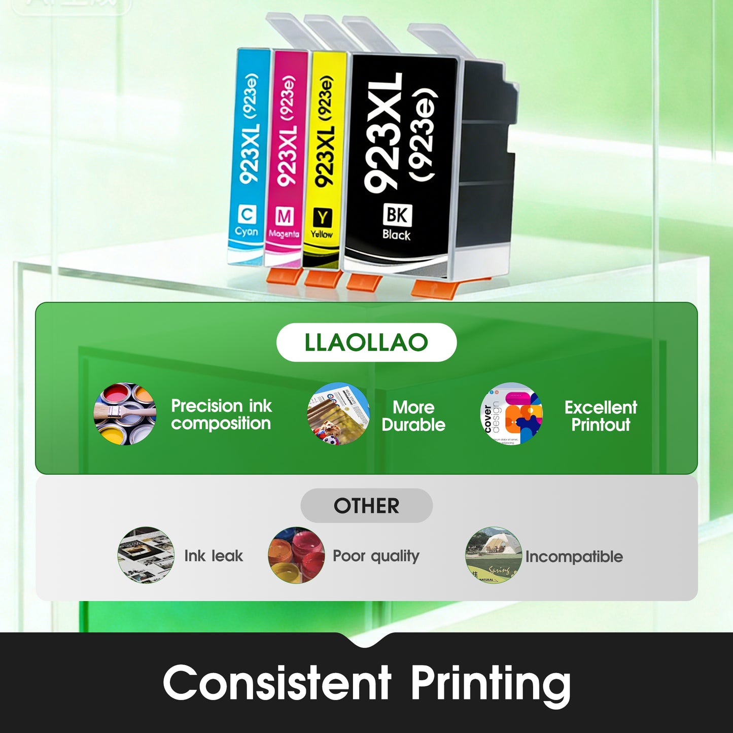 923XL Compatible for HP 923 Ink Cartridges Compatible for HP 923XL Ink Cartridges Combo Pack for HP Officejet Pro 8130e 8120e 8125e 8135e 8138e 8139e Printers(4-Pack)