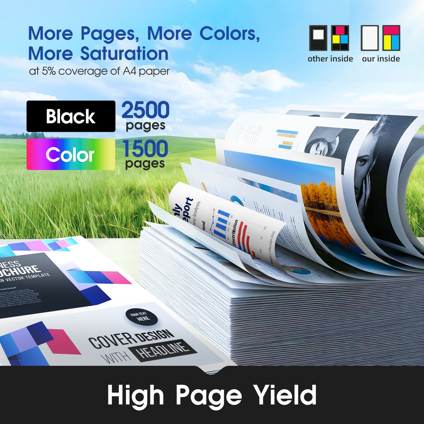 LC506XL High Yield Ink Cartridges Compatible for Brother LC506 LC506XL for INKvestment MFC-J4355DW, MFC-J4555DW, MFC-J4557DW Printers (4 Pack)