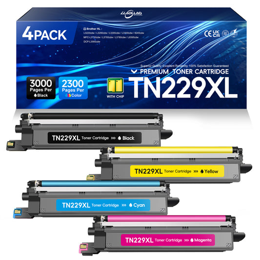 TN229XL Toner Cartridge for Brother TN229 Toner Works for Brother MFC-L3780CDW HL-L3280CDW HL-L3220CDW MFC-L3720CDW HL-L3295CDW HL-L3300CDW HL-L8245CDW Printers (4 Pack)