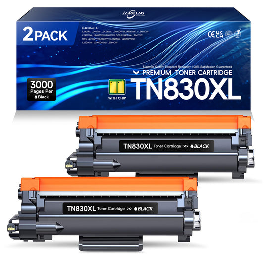 TN830XL Toner Cartridges Compatible for Brother TN830 Toner for Brother Toner TN830XL TN830 - Print up to 3,000 Pages (2-Black)