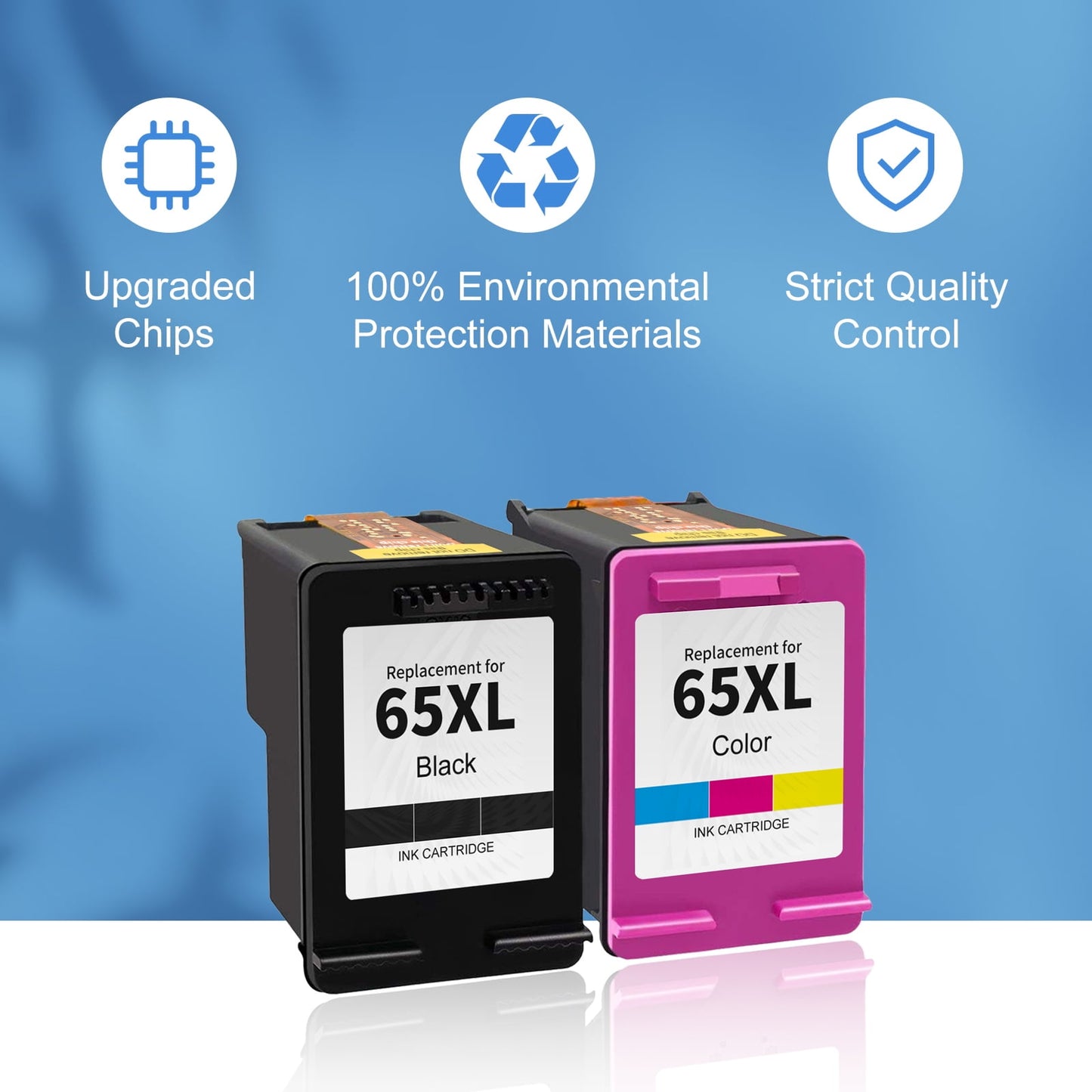 65XL Ink Cartridge for HP 65 Ink Cartridge for HP DeskJet 3772 3752 3755 Envy 5055 5010 5000 Printer (Black, Tri-Color)
