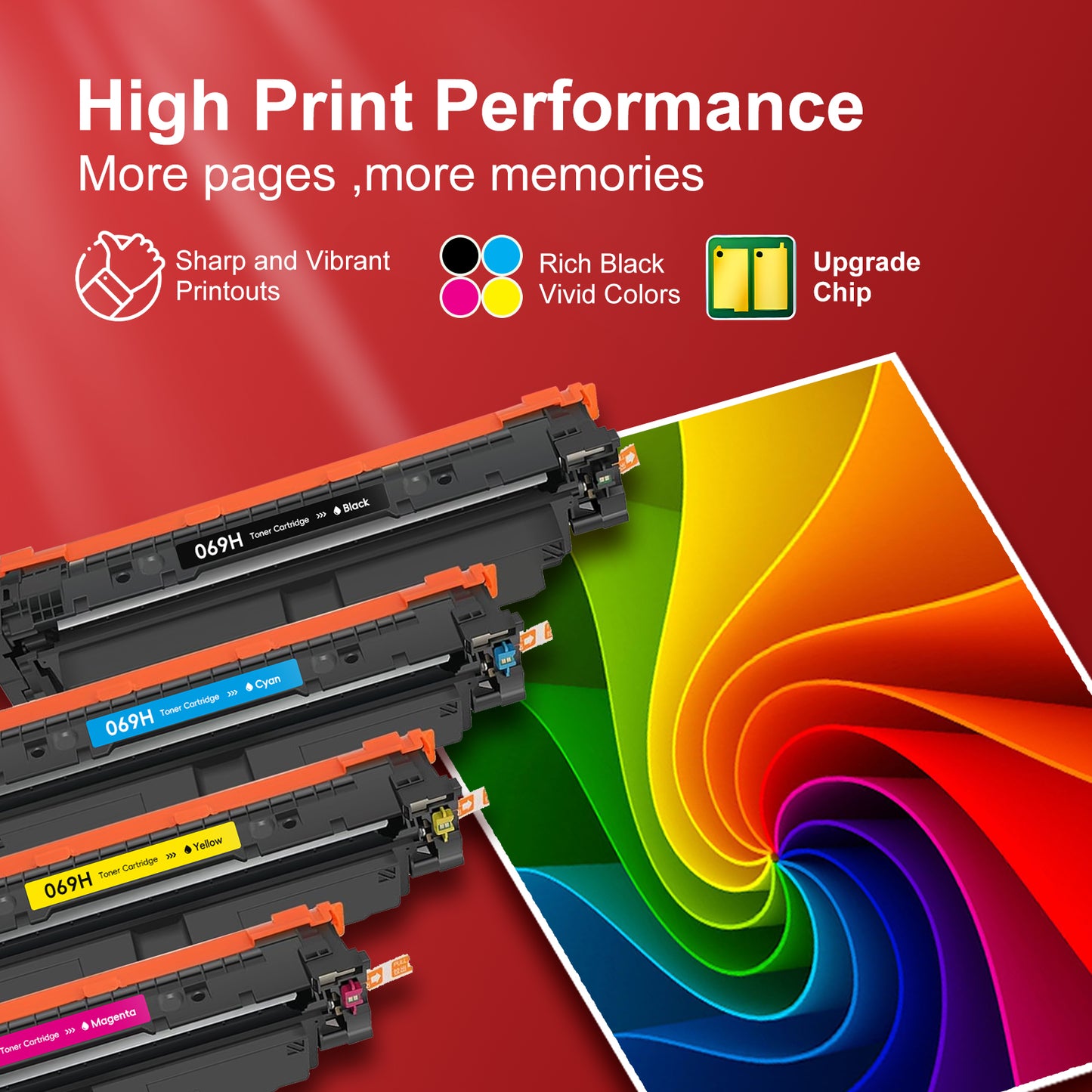 069H 069 Toner Cartridge Compatible for Canon MF753Cdw Toner Cartridges 069 069H for Canon imageCLASS MF753Cdw MF751Cdw LBP674Cdw Printer Ink (4 Pack)