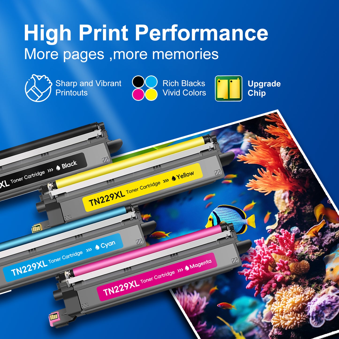 TN229XL Toner Cartridge for Brother TN229 Toner Works for Brother MFC-L3780CDW HL-L3280CDW HL-L3220CDW MFC-L3720CDW HL-L3295CDW HL-L3300CDW HL-L8245CDW Printers (4 Pack)