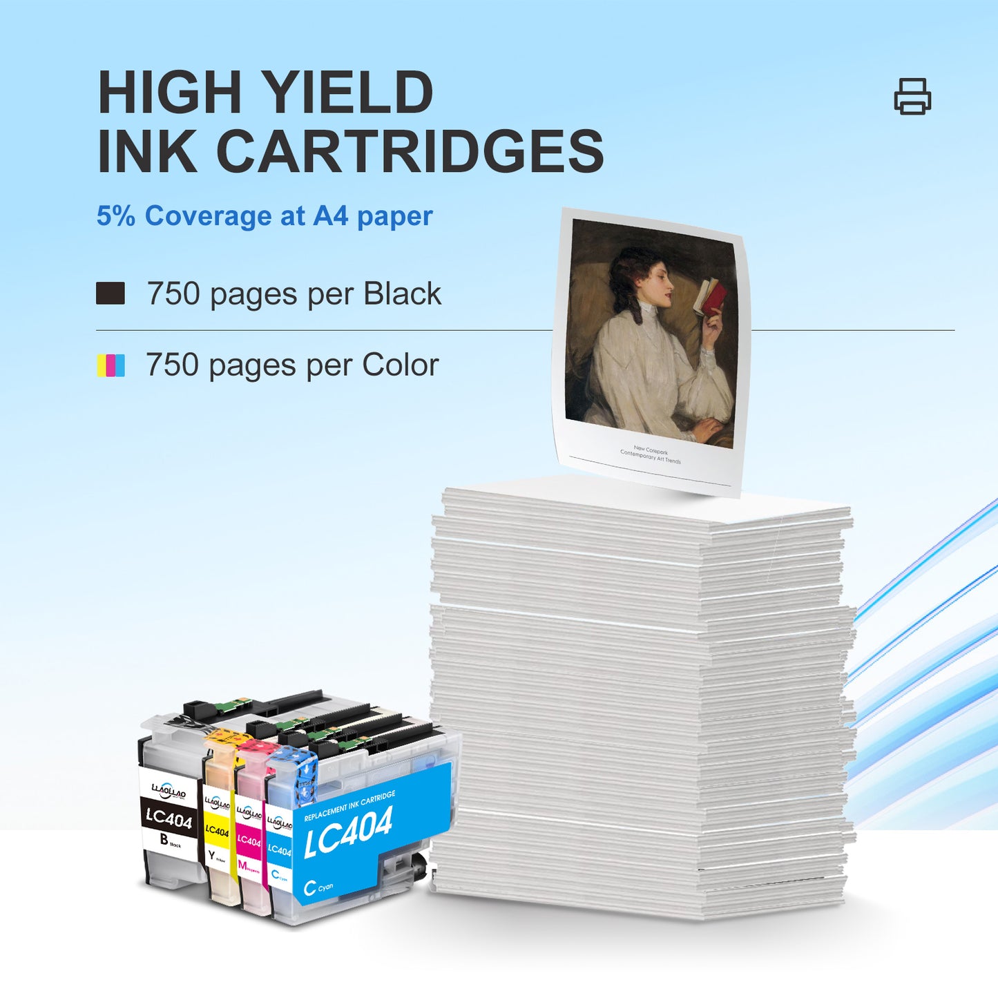 LC404 Ink Cartridge Compatible for Brother LC404 ink for High Yield Brother MFC-J1205W MFC-J1215W MFC-J1205W Printer (Black Cyan Magenta Yellow, 4 Pack)