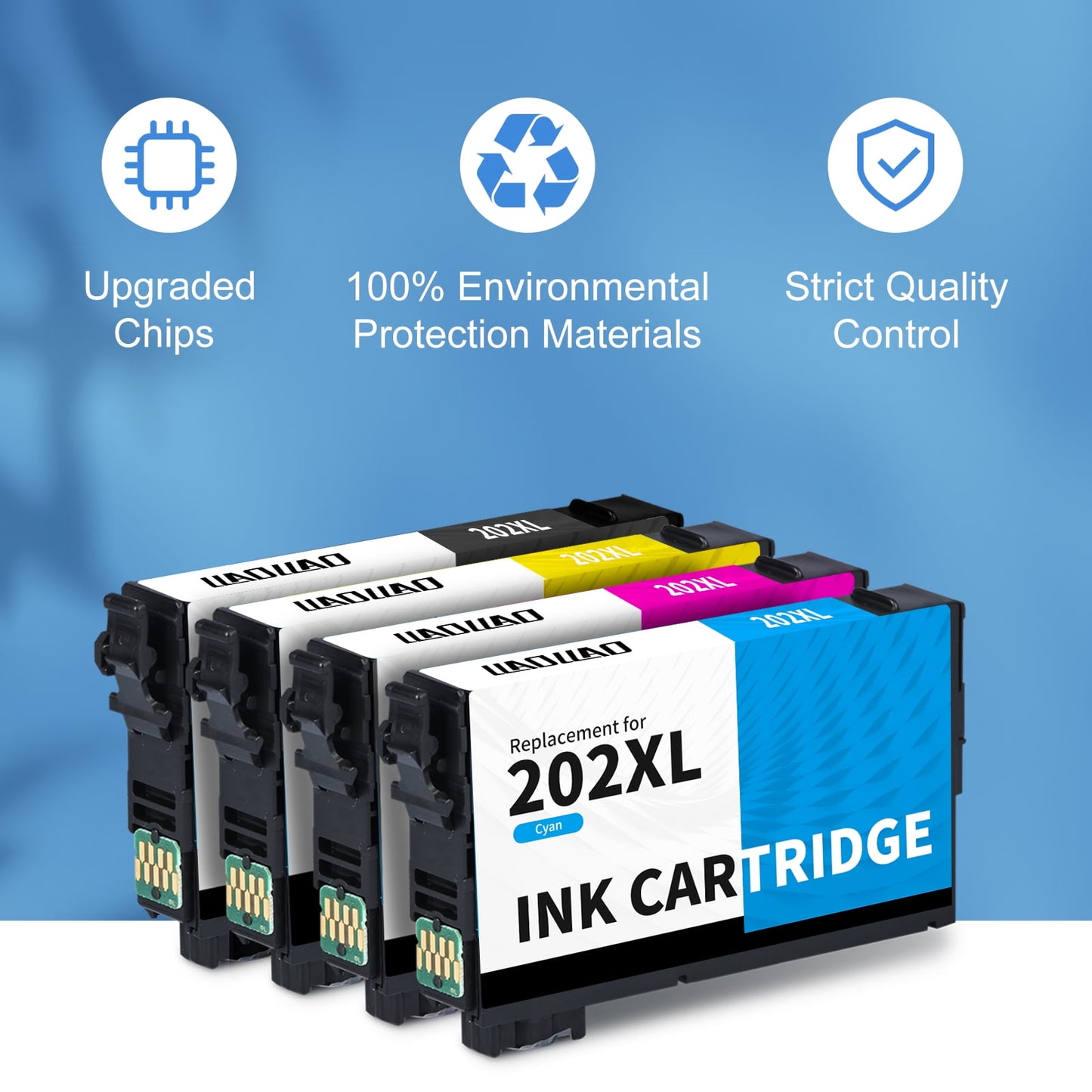202 XL Ink Cartridge for Epson 202 202XL T202 Ink Cartridgefor Workforce WF-2860 Expression Home XP-5100 All-in-one Printer (4-Pack) compatible